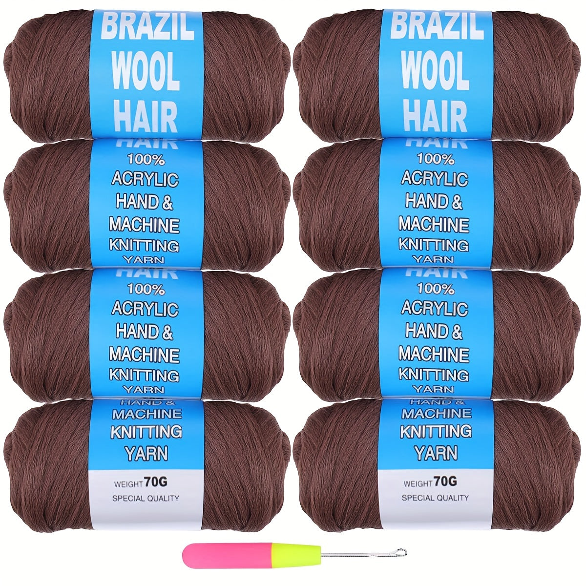 8 Pcs Black Brazilian Wool Hair For Braiding Hair Acrylic Yarn Crochet Box Braids Senegalese Twist Jumbo Braids Faux Locs Crochet Hair For Women Synthetic Braiding Hair Extensions Halloween Christmas